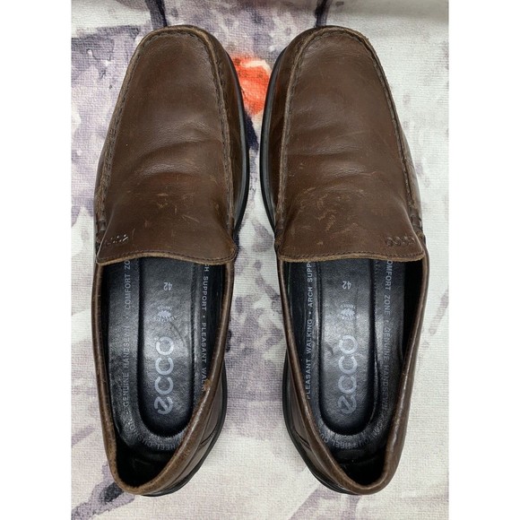 Ecco Comfort Driving Shoes Men’s US 9.5 Euro 42 Leather Chocolate Brown Slip On main image 13